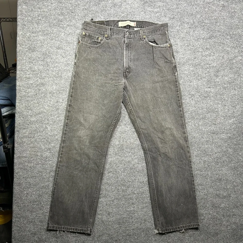 Levi's 505 Jeans Faded Black Denim Regular‎ Fit Straight Classic 34X29.5 - Flaws